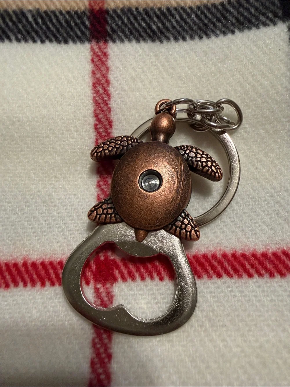 Turtle Bottle Opener Keychain in Antique Copper